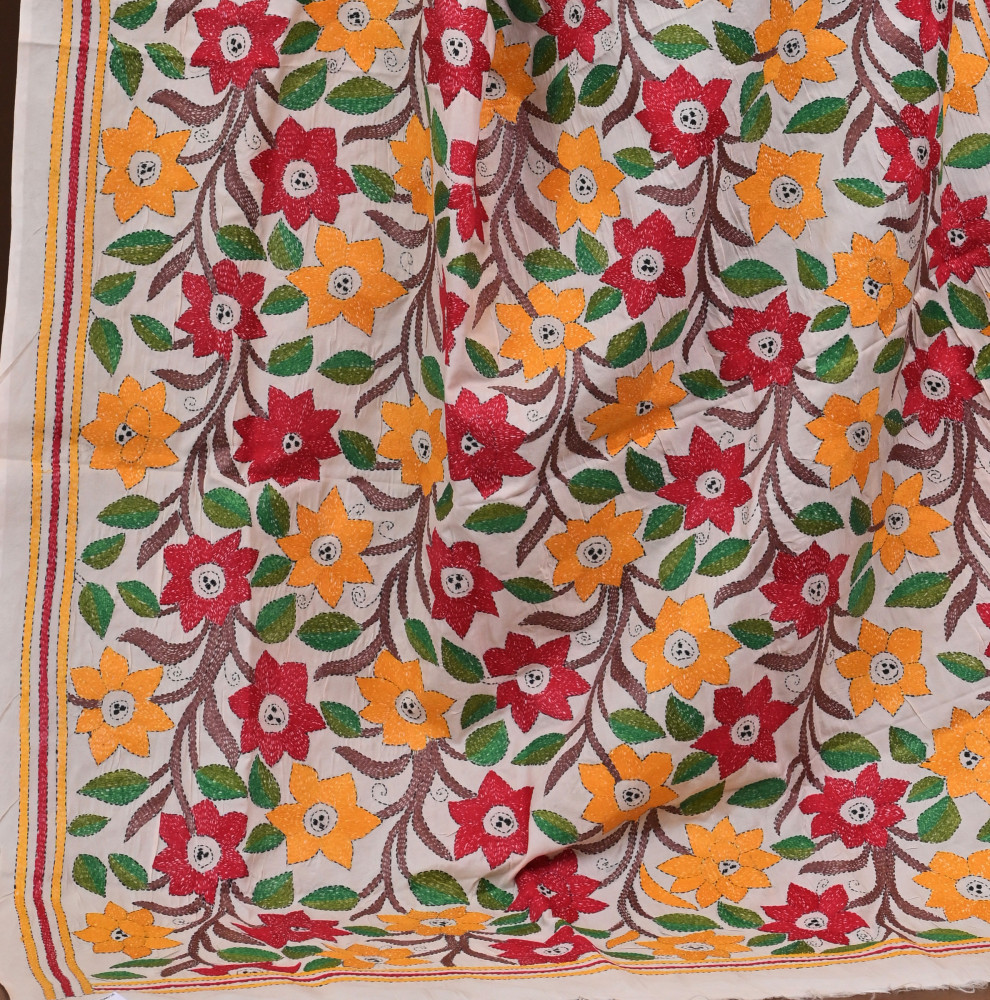 Pure Silk Kantha Dupatta