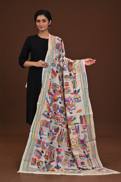 Pure Silk Kantha Dupatta