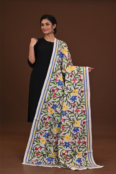 Pure Silk Kantha Dupatta