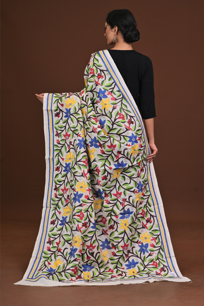 Pure Silk Kantha Dupatta