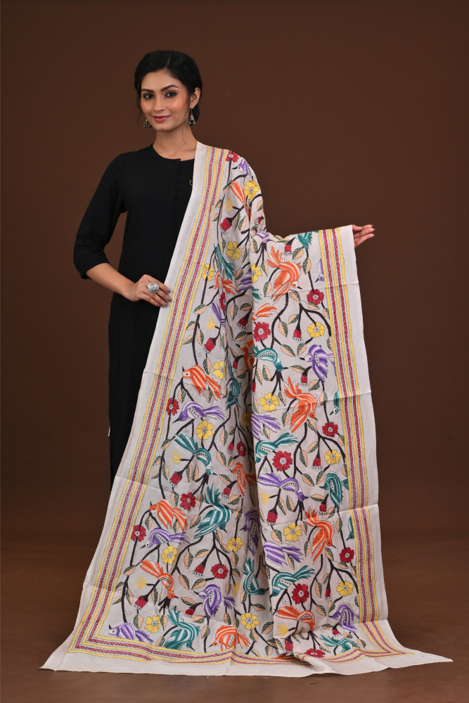 Pure Silk Kantha Dupatta