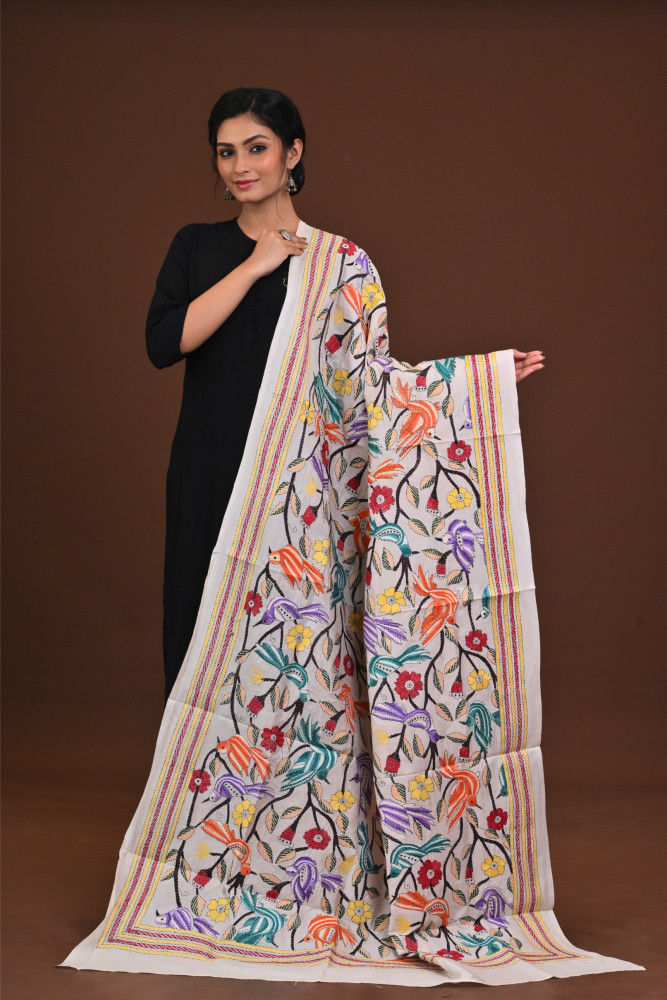 Pure Silk Kantha Dupatta