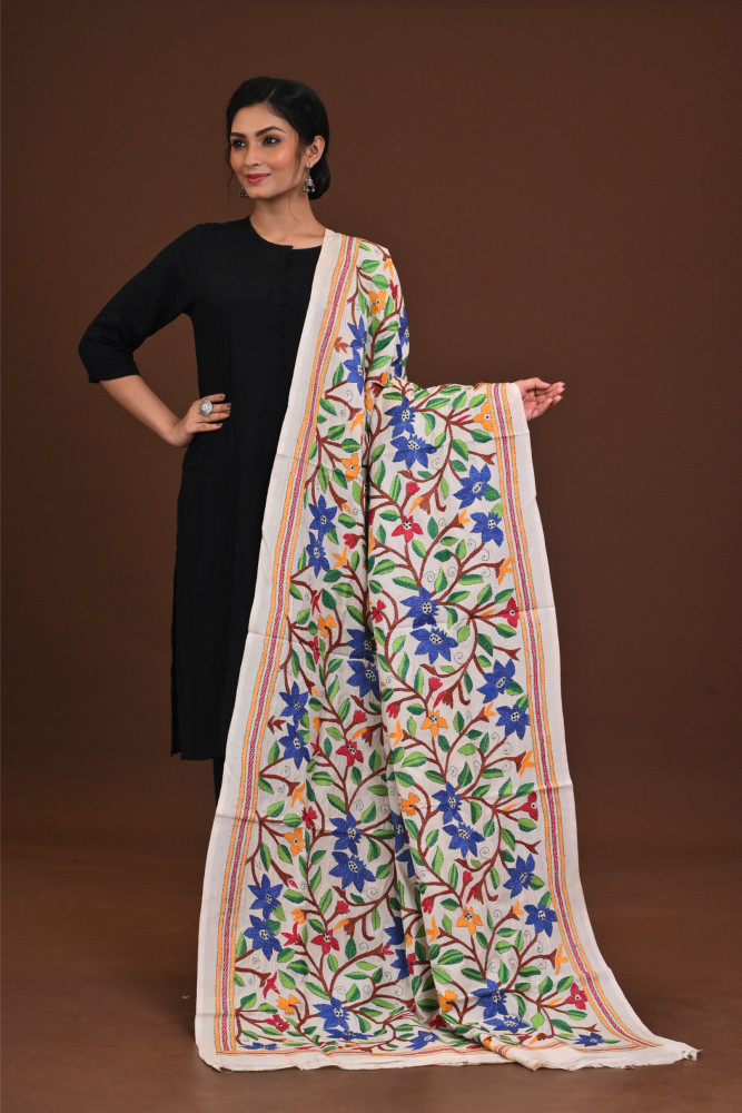Pure Silk Kantha Dupatta