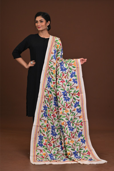 Pure Silk Kantha Dupatta