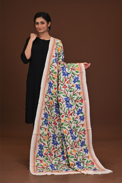 Pure Silk Kantha Dupatta