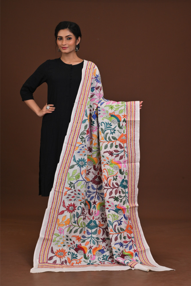 Pure Silk Kantha Dupatta