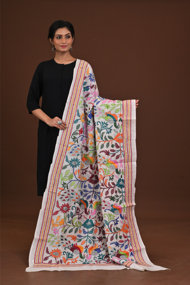 Pure Silk Kantha Dupatta