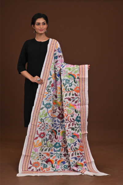 Pure Silk Kantha Dupatta