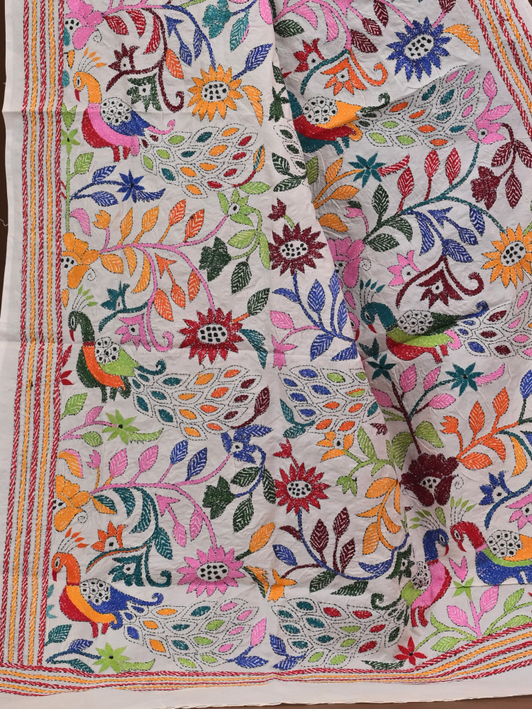Pure Silk Kantha Dupatta