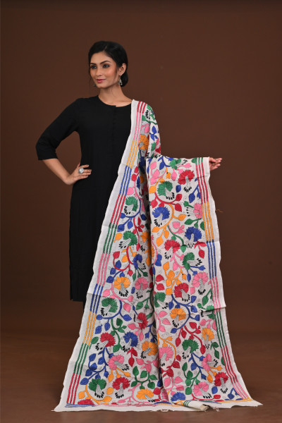 Pure Silk Kantha Dupatta