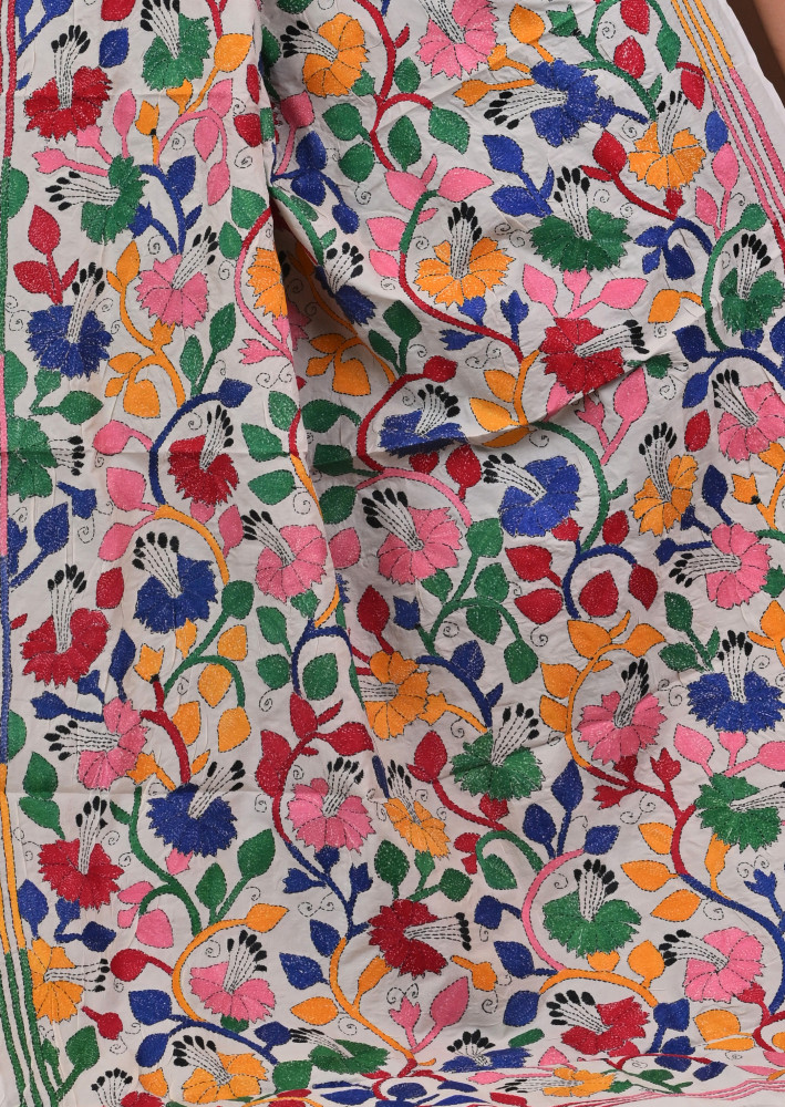 Pure Silk Kantha Dupatta