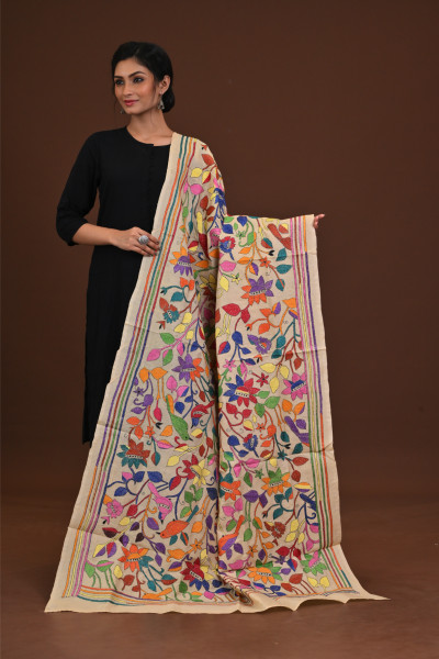 Pure Silk Kantha Dupatta