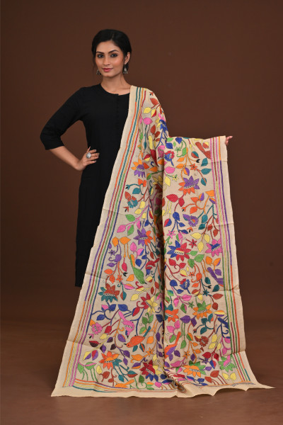 Pure Silk Kantha Dupatta