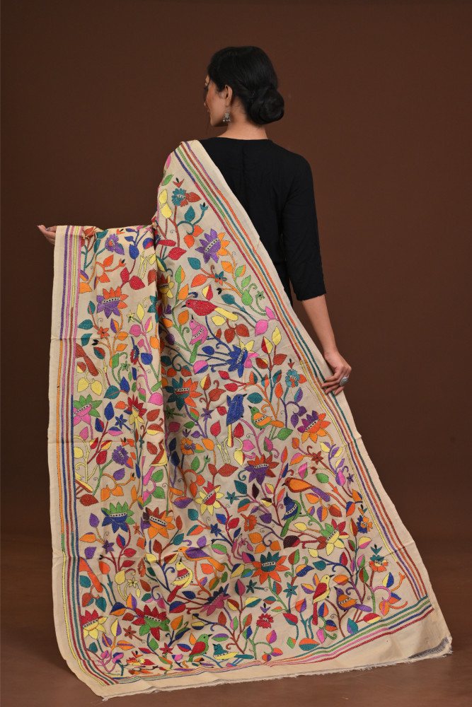 Pure Silk Kantha Dupatta