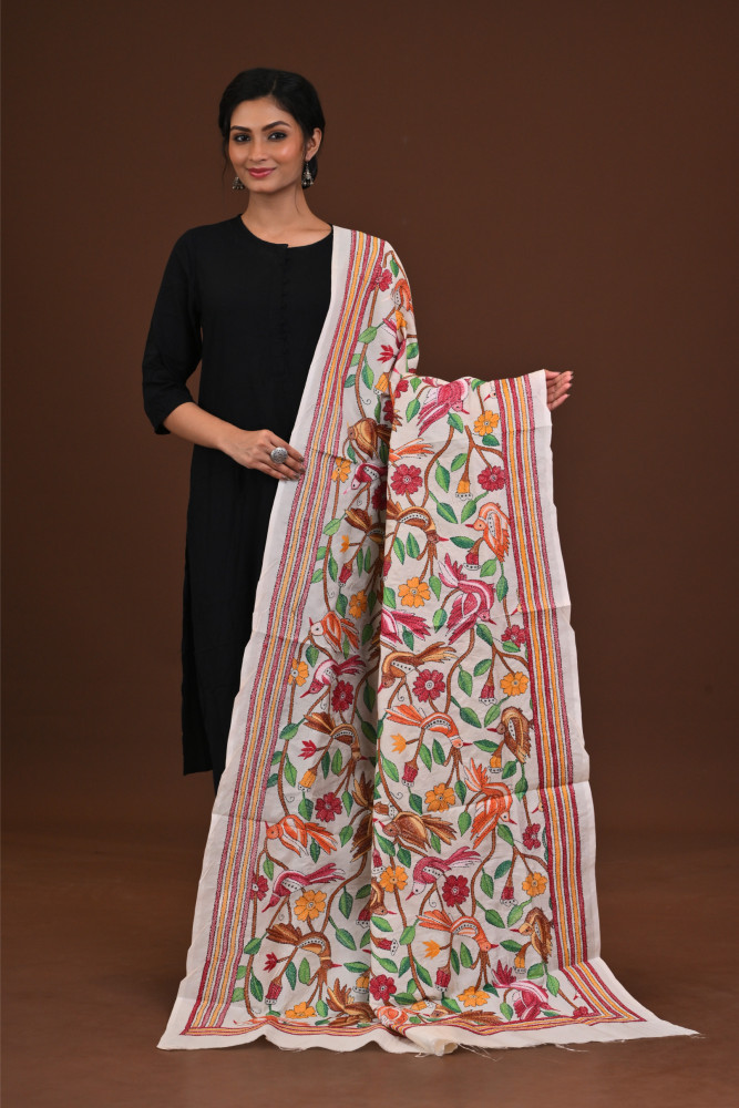 Pure Silk Kantha Dupatta