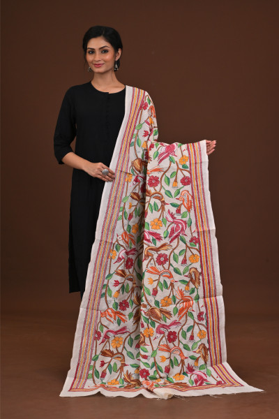 Pure Silk Kantha Dupatta
