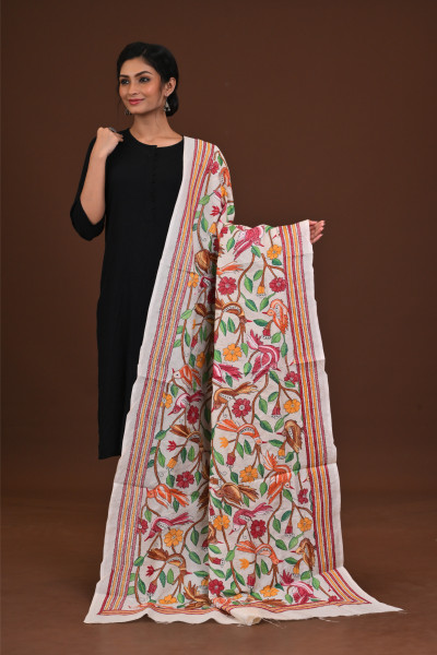 Pure Silk Kantha Dupatta