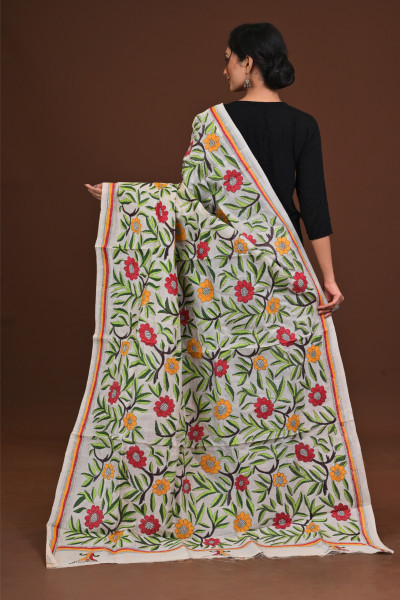Pure Silk Kantha Dupatta