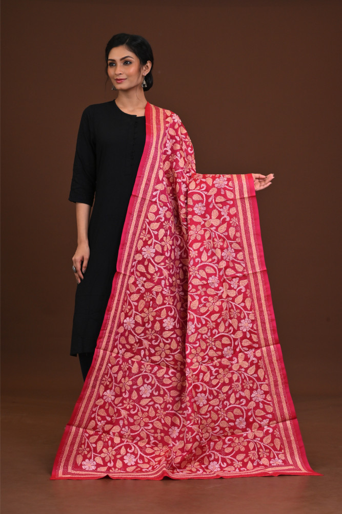 Pure Silk Kantha Dupatta