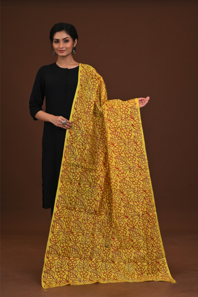 Silk Block Kantha Dupatta