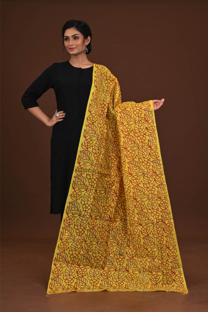 Silk Block Kantha Dupatta