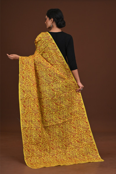 Silk Block Kantha Dupatta