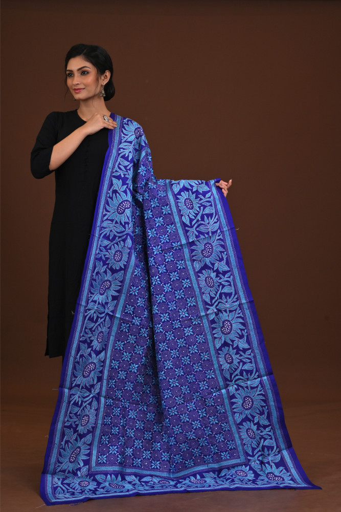 Pure Silk Kantha Dupatta