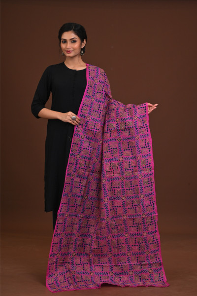 Silk Block Kantha Dupatta