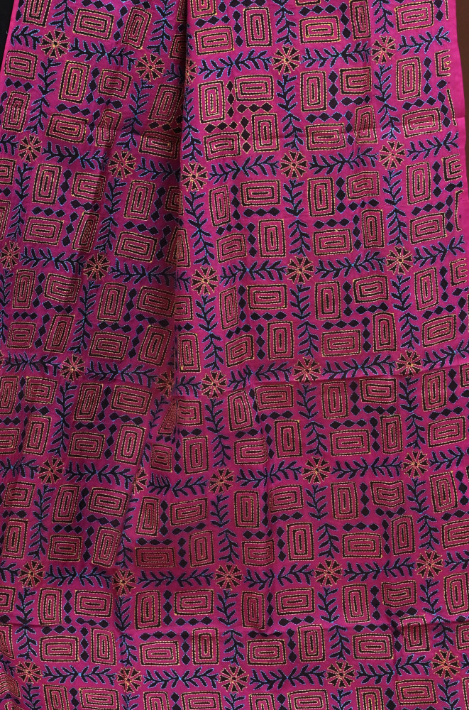 Silk Block Kantha Dupatta