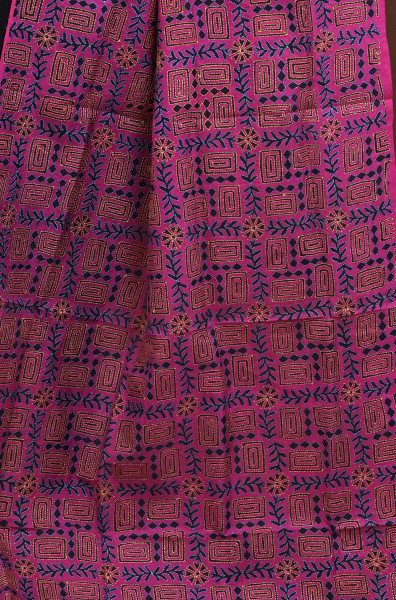 Silk Block Kantha Dupatta