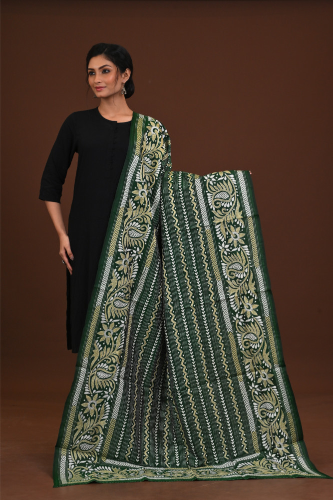 Pure Silk Kantha Dupatta