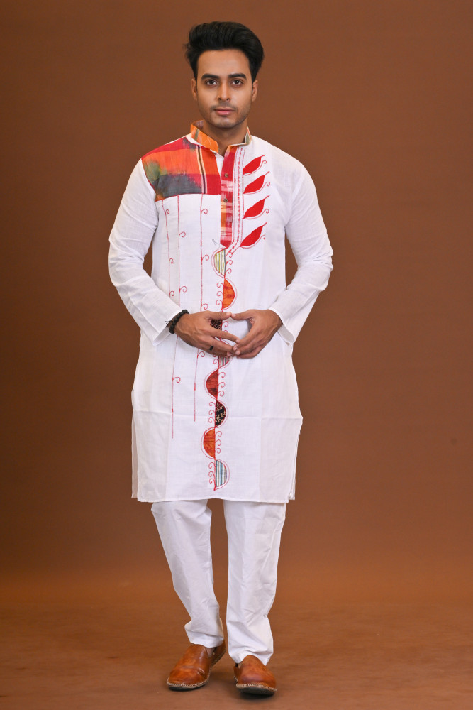 Spcl Slub Applique Kurta