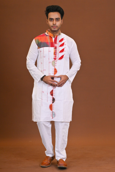 Spcl Slub Applique Kurta