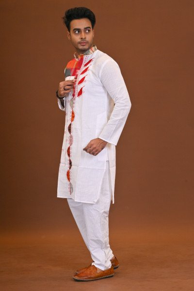 Spcl Slub Applique Kurta