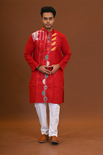 Spcl Slub Applique Kurta