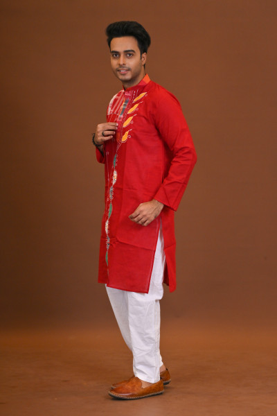 Spcl Slub Applique Kurta