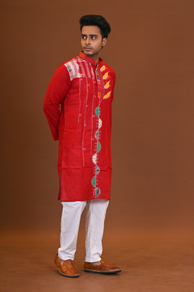 Spcl Slub Applique Kurta