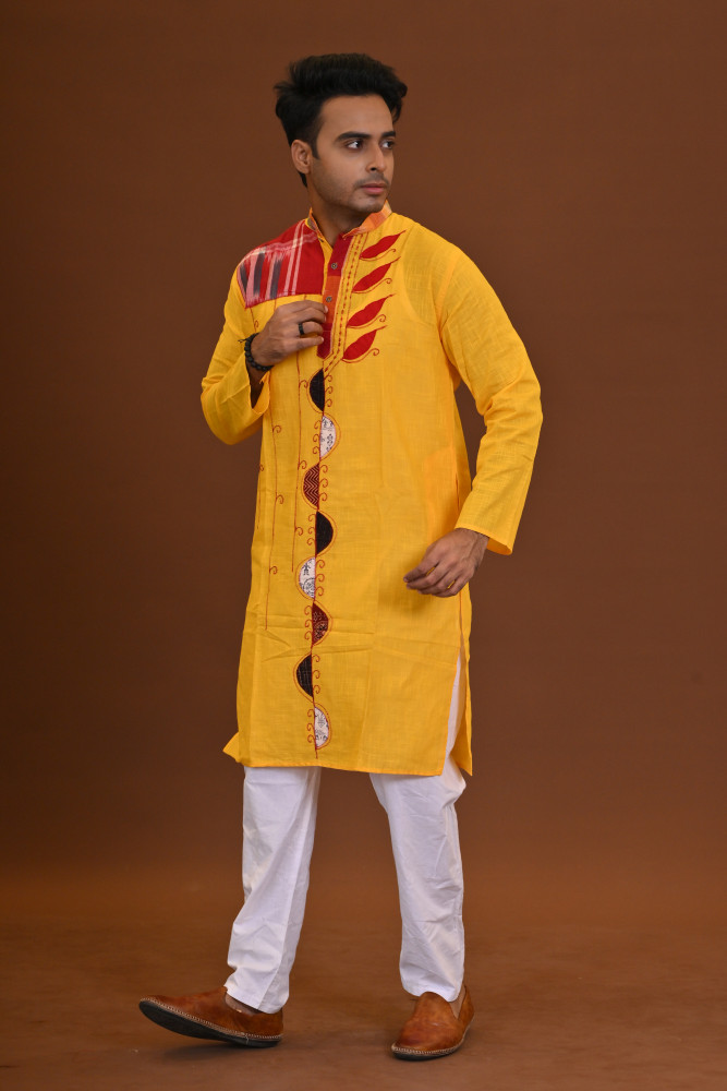 Spcl Slub Applique Kurta