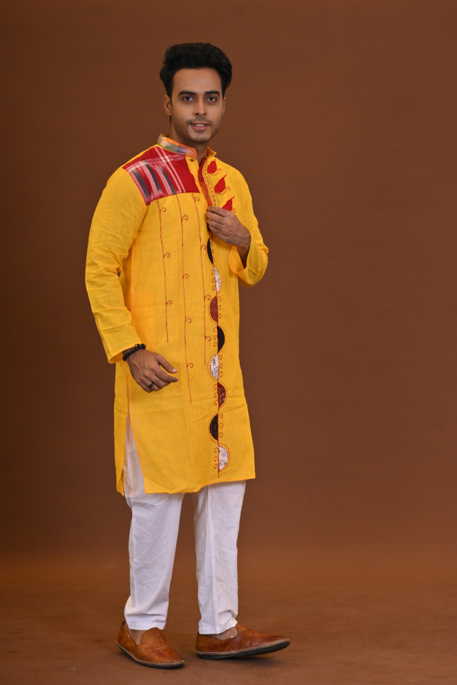 Spcl Slub Applique Kurta