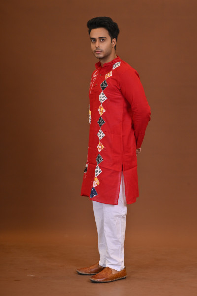 Spcl Slub Applique Kurta