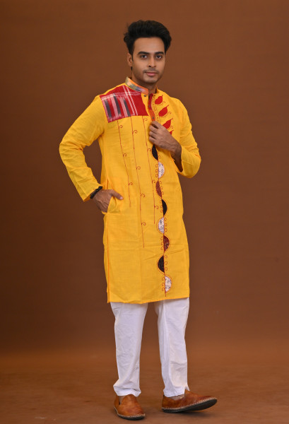 Spcl Slub Applique Kurta