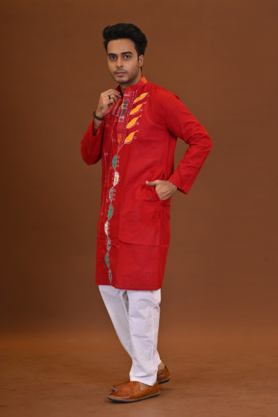 Spcl Slub Applique Kurta