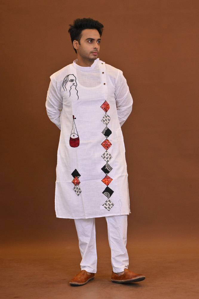 Spcl Slub Applique Kurta