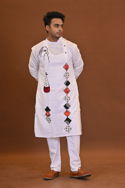 Spcl Slub Applique Kurta