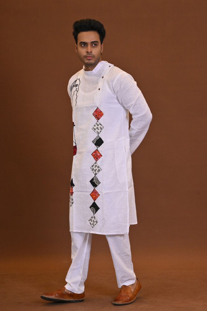 Spcl Slub Applique Kurta