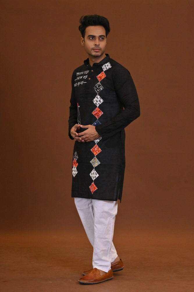 Spcl Slub Applique Kurta