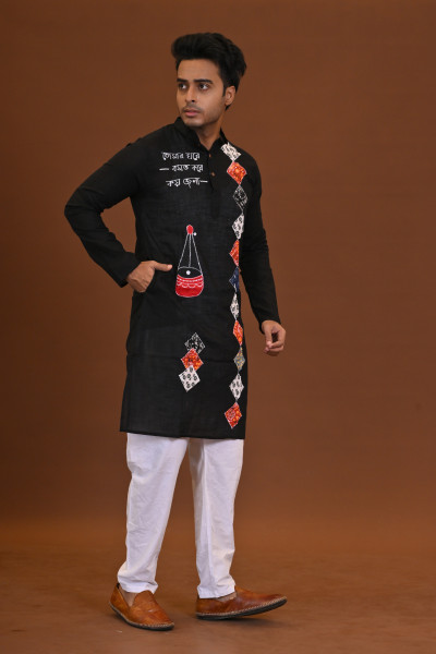 Spcl Slub Applique Kurta