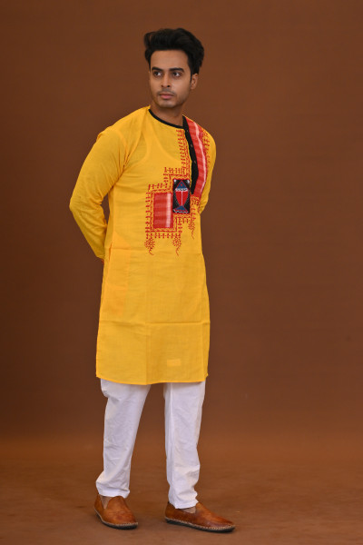 Spcl Slub Applique Kurta