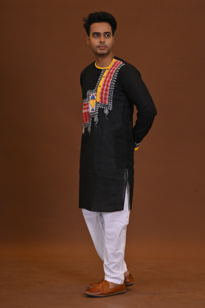 Spcl Slub Applique Kurta