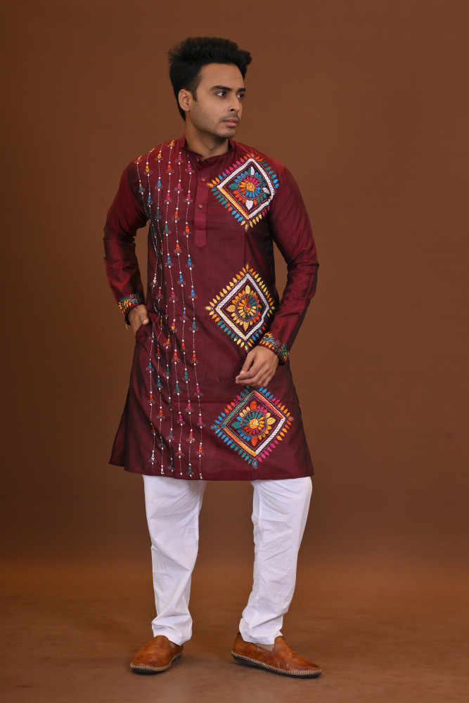 Bangalore Silk Kantha Kurta